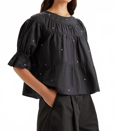 Merlette Sol With French Knots Top In Black