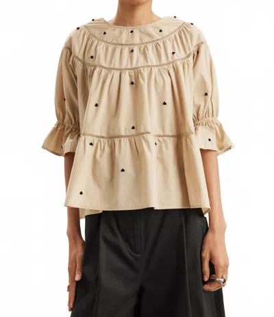 Merlette Sol With French Knots Top In Sable In Neutral