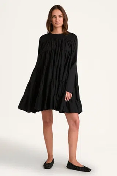 Merlette Soliman Long-sleeved Cotton-poplin Mini Dress In Black