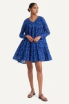 Merlette Solis Dress In Cobalt Ink Floral Print In Cobalt Ink Floral Print