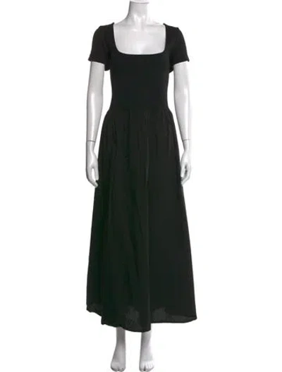 Pre-owned Merlette Square Neckline Long Dress In Black
