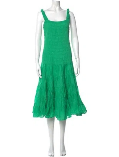 Pre-owned Merlette Square Neckline Long Dress In Green