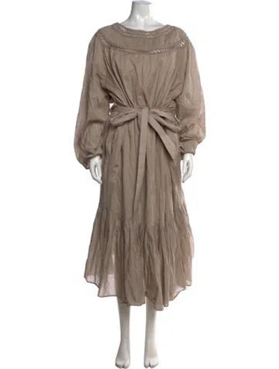 Pre-owned Merlette Square Neckline Long Dress In Neutral