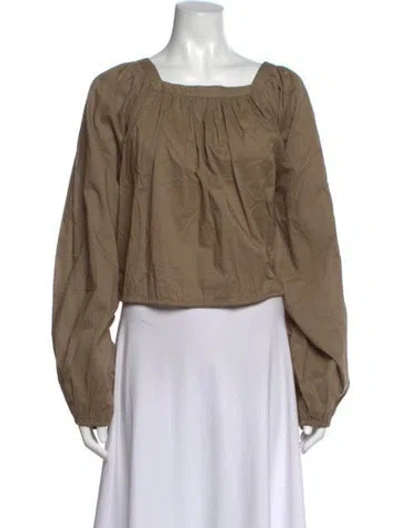 Pre-owned Merlette Square Neckline Long Sleeve Blouse In Neutral