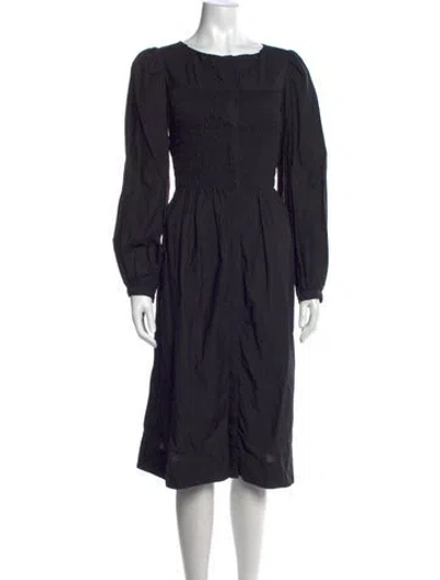 Pre-owned Merlette Square Neckline Midi Length Dress In Black