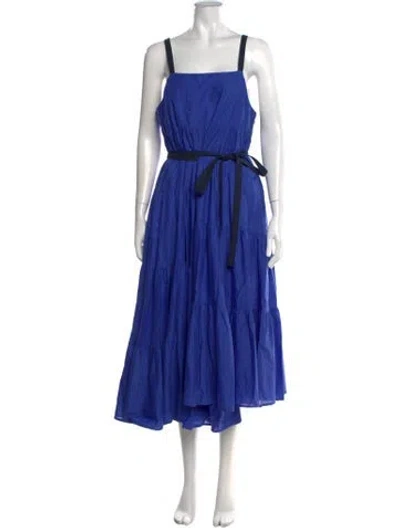 Pre-owned Merlette Square Neckline Midi Length Dress In Blue