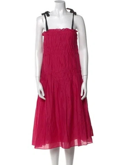 Pre-owned Merlette Square Neckline Midi Length Dress W/ Tags In Pink
