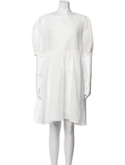 Pre-owned Merlette Square Neckline Mini Dress In White