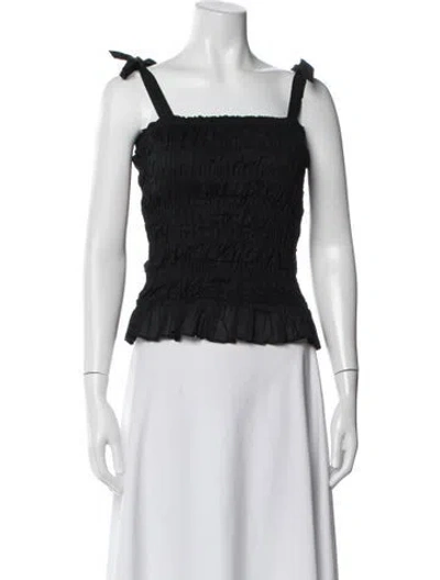 Pre-owned Merlette Square Neckline Sleeveless Crop Top In Black