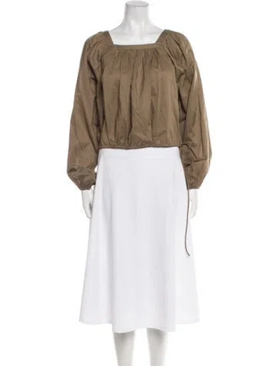 Pre-owned Merlette Square Neckline Three-quarter Sleeve Crop Top W/ Tags In Neutral