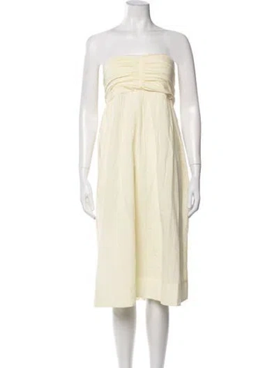 Pre-owned Merlette Strapless Midi Length Dress W/ Tags In Neutrals