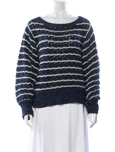 Pre-owned Merlette Striped Bateau Neckline Sweater In Blue