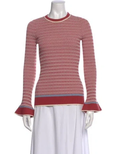 Pre-owned Merlette Striped Crew Neck Blouse In Red