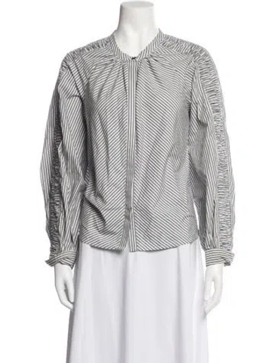Pre-owned Merlette Striped Long Sleeve Top In White