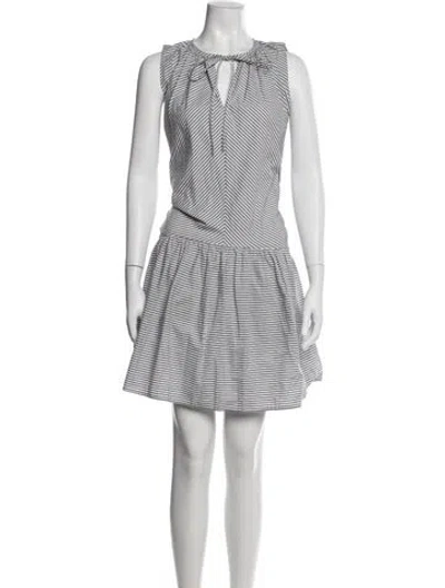 Pre-owned Merlette Striped Mini Dress In White