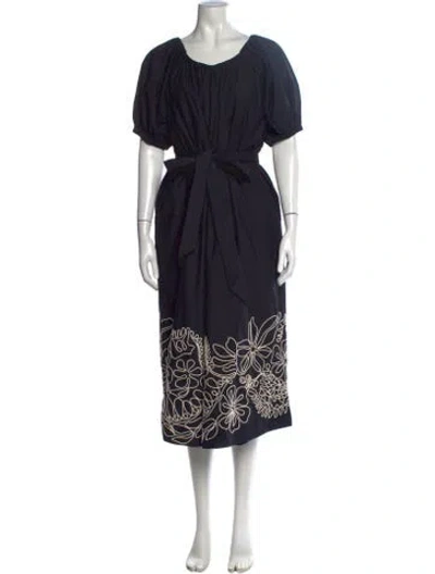 Pre-owned Merlette Supima Cotton Midi Length Dress In Black
