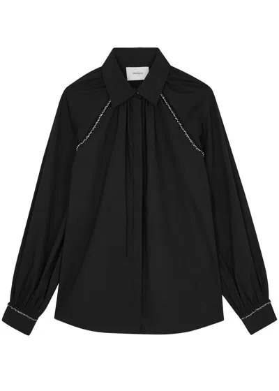 Merlette Tiana Embellished Cotton-poplin Shirt In Black