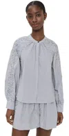 Merlette Tiana Top In Navy Yarn Dyed Stripe In Navy Yarn Dyed Stripe