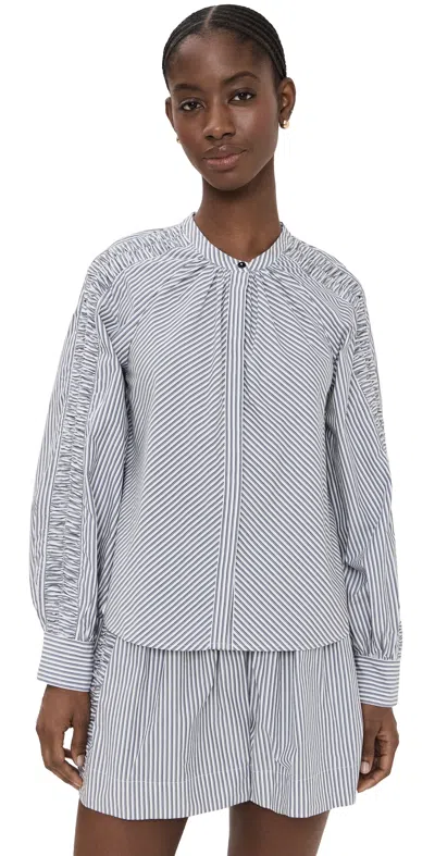 MERLETTE TIANA RUCHED BLOUSE NAVY YARN DYED STRIPE
