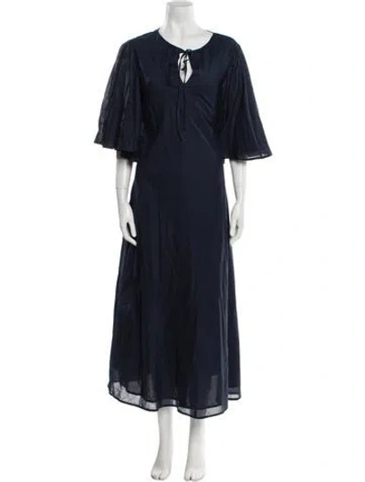 Pre-owned Merlette Tie Neck Long Dress W/ Tags In Blue