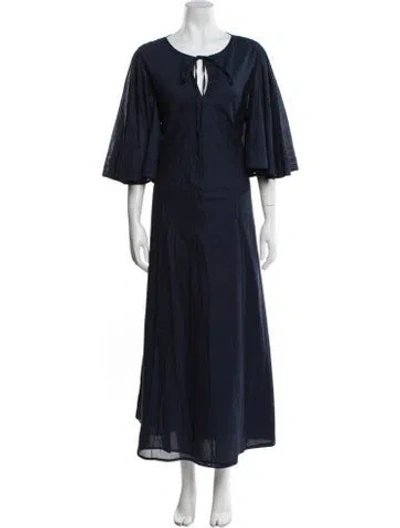 Pre-owned Merlette Tie Neck Long Dress W/ Tags In Blue