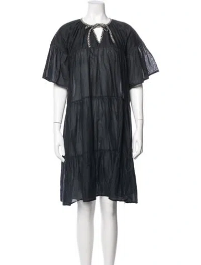 Pre-owned Merlette Tie Neck Mini Dress In Blue