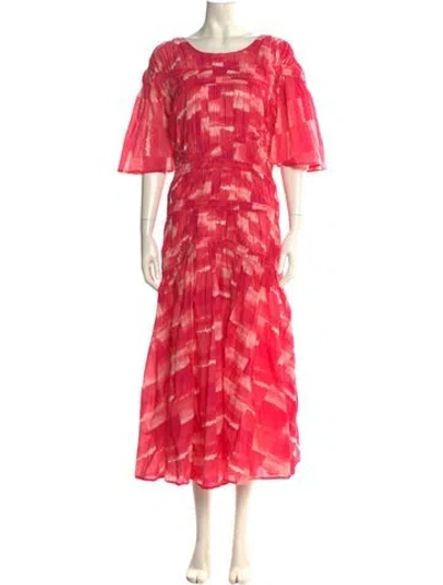 Pre-owned Merlette Tie-dye Print Long Dress In Pink
