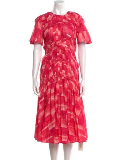 Pre-owned Merlette Tie-dye Print Midi Length Dress In Pink