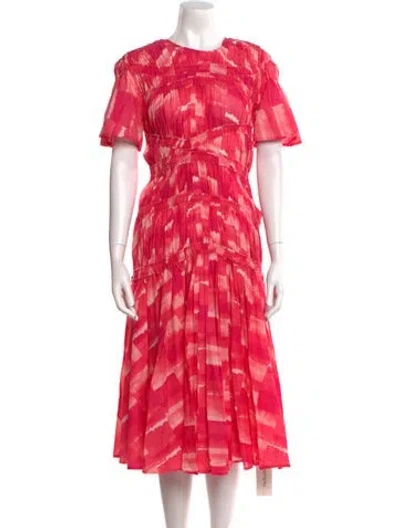 Pre-owned Merlette Tie-dye Print Midi Length Dress In Pink