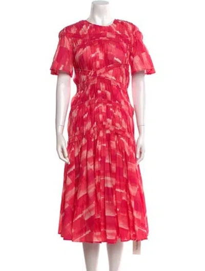 Pre-owned Merlette Tie-dye Print Midi Length Dress In Pink
