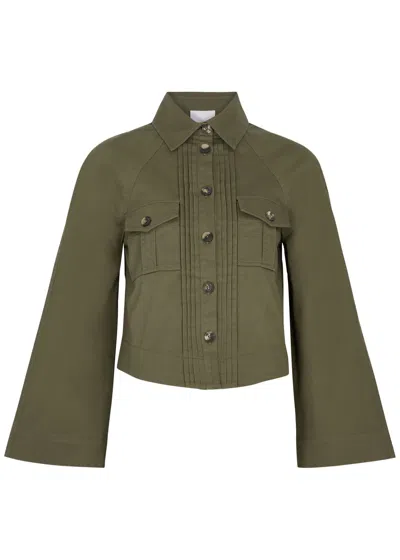 Merlette Verne Cropped Cotton-blend Jacket In Khaki