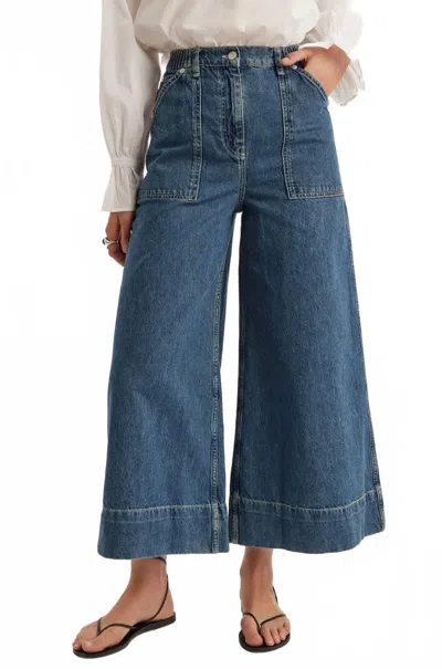 Merlette Violette Wide Leg Pant In Mid-blue Wash In Multi