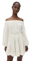 Merlette Vittoria Smocked Linen Mini Dress In Dune