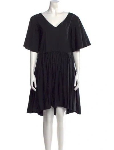 Pre-owned Merlette V-neck Knee-length Dress In Black