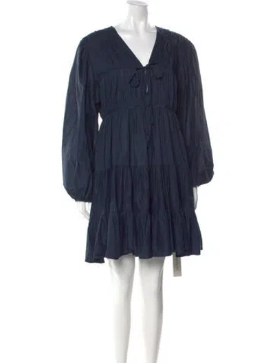 Pre-owned Merlette V-neck Knee-length Dress In Blue