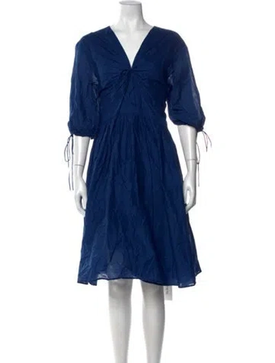 Pre-owned Merlette V-neck Knee-length Dress In Blue