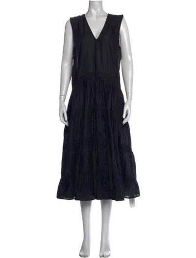 Pre-owned Merlette V-neck Long Dress In Black
