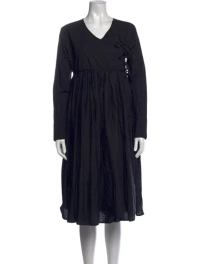 Pre-owned Merlette V-neck Long Dress In Black