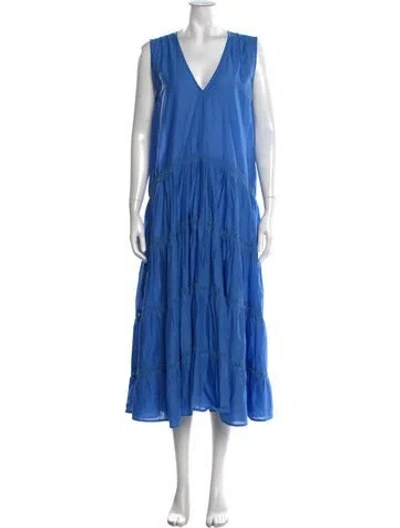 Pre-owned Merlette V-neck Long Dress In Blue
