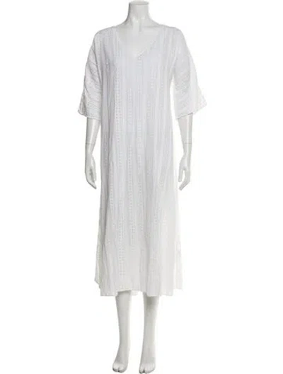 Pre-owned Merlette V-neck Long Dress In White