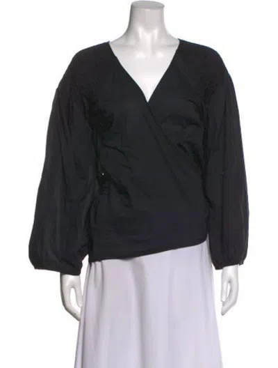 Pre-owned Merlette V-neck Long Sleeve Blouse In Black