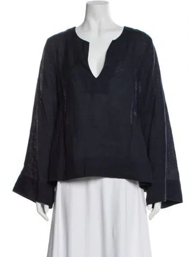 Pre-owned Merlette V-neck Long Sleeve Blouse In Blue