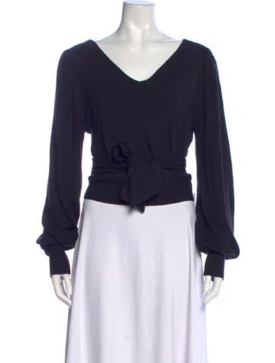 Pre-owned Merlette V-neck Long Sleeve Blouse In Blue