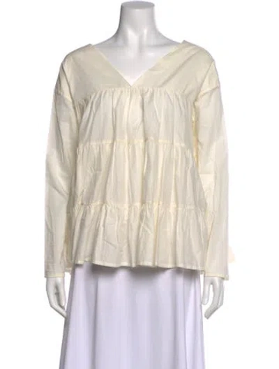 Pre-owned Merlette V-neck Long Sleeve Blouse In Neutral