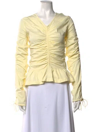 Pre-owned Merlette V-neck Long Sleeve Blouse W/ Tags In Yellow