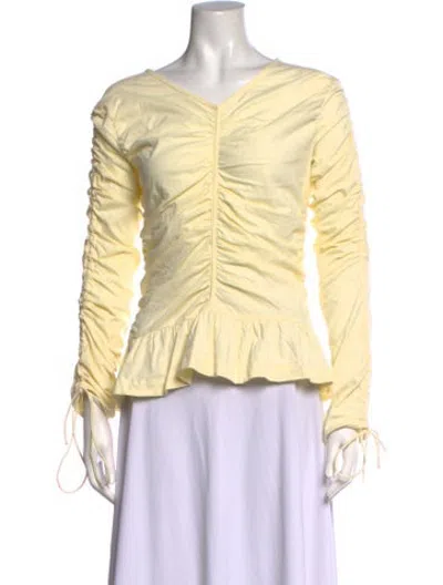 Pre-owned Merlette V-neck Long Sleeve Top W/ Tags In Yellow