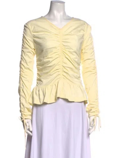 Pre-owned Merlette V-neck Long Sleeve Top W/ Tags In Yellow