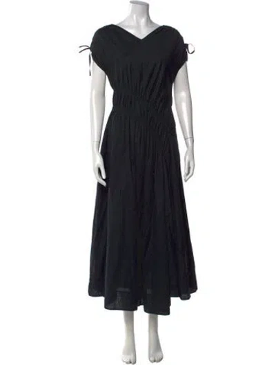 Pre-owned Merlette V-neck Midi Length Dress In Black