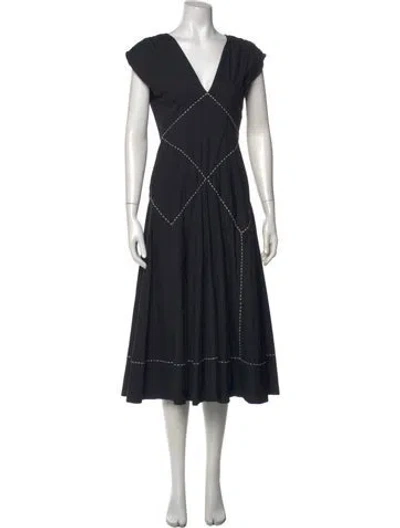 Pre-owned Merlette V-neck Midi Length Dress In Blue