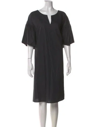 Pre-owned Merlette V-neck Midi Length Dress In Gray